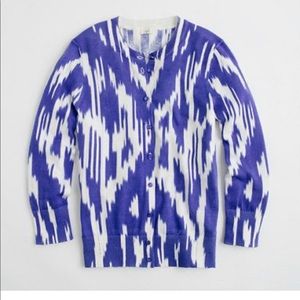 J. Crew Purple Ikat Print Button Cardigan size M